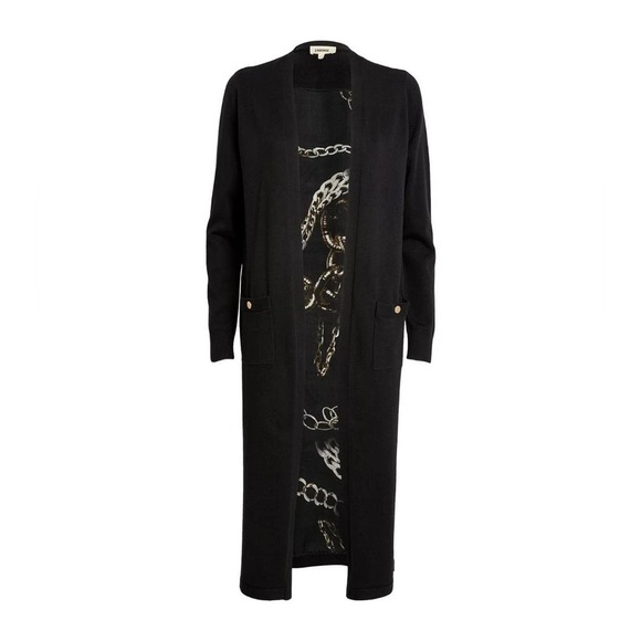 L'AGENCE Lesia Silk Back Long line Cardigan Duster Black Grunge maximalist xs - Picture 11 of 15